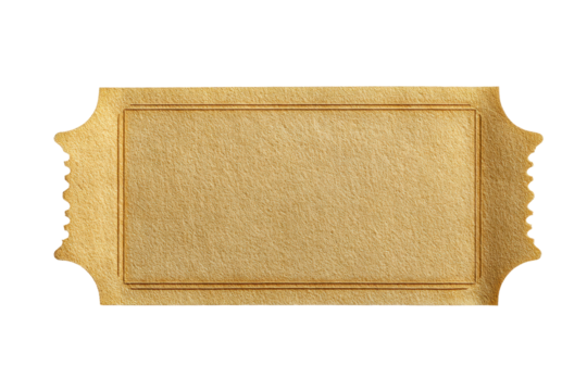 PNG Blank gold ticket template with textured surface and ornate edges