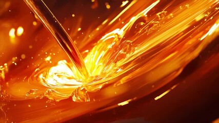 Molten metal pours, creating swirling vortex - Powered by Adobe