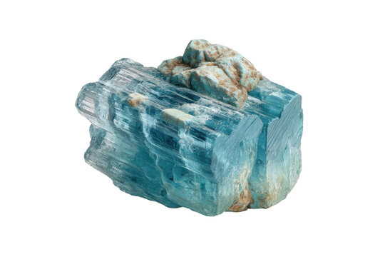PNG Raw aquamarine gemstone with sky blue crystals on black background