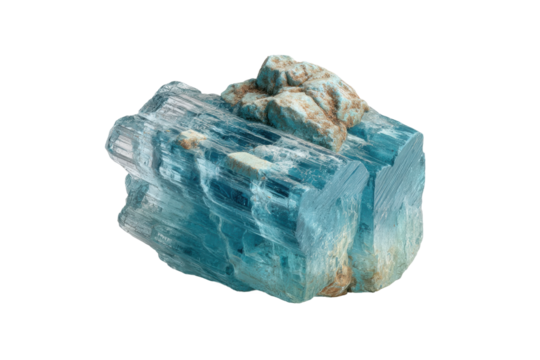PNG Raw aquamarine gemstone with sky blue crystals on black background