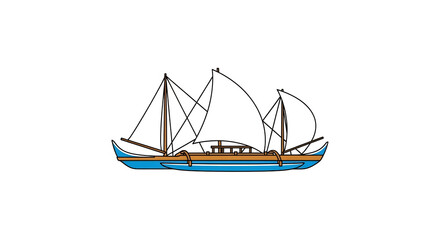 Palau Constitution Day Vector Illustration: Traditional Palauan Sailboat