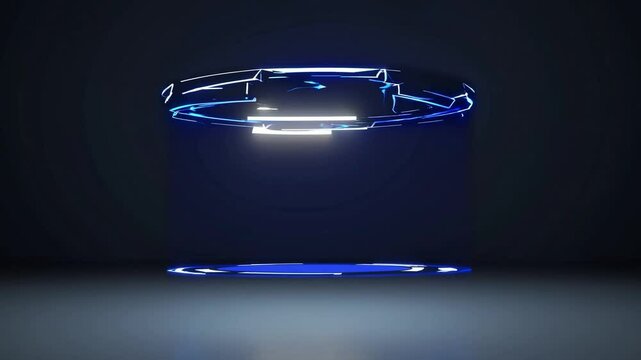  Plateforme futuriste &eacute;clair&eacute;e en bleu