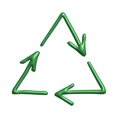 3d recycle arrow icon Recycling resources symbol Reuse of materials, zero waste, green environment, saving the planet