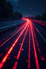 Futuristic Information Highway Glowing Fiber Optics Forming a Dynamic Data Stream Network