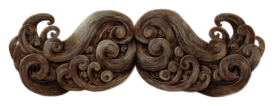 Creative hair design featuring swirling mustache digital