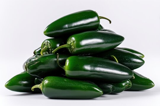 A pile of green peppers sitting on top of each other
