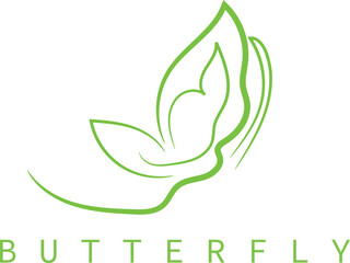 Elegant Green Butterfly Logo Design with a Natural and Minimalist Aesthetic Style