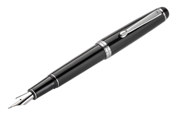 Silver ballpoint and fountain pens isolated on white background