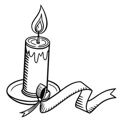 candle line art silhouette vector illustration