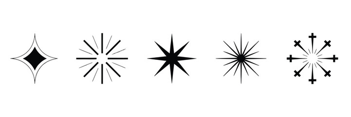 Starburst Icon with Sparkles &ndash; Simple Shining Star Symbol in Vector Illustration. Transparent Background for Use in Graphic Design, Web Elements, or Holiday-Themed Projects