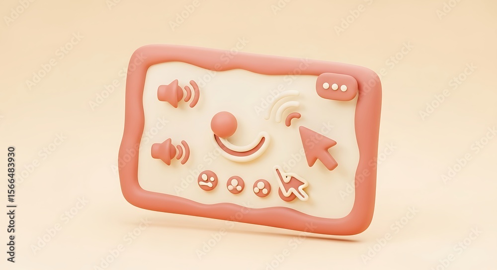 Fototapete a 3d rendered interface, featuring audio controls, cursor and a menu button.