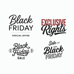 Black Friday Sale Offer Typography Label Text Design Vector Illustration