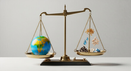 World Population Day Concept: Balancing Resources and the Earth on a Scale