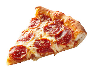Savoring pepperoni pizza slice restaurant food