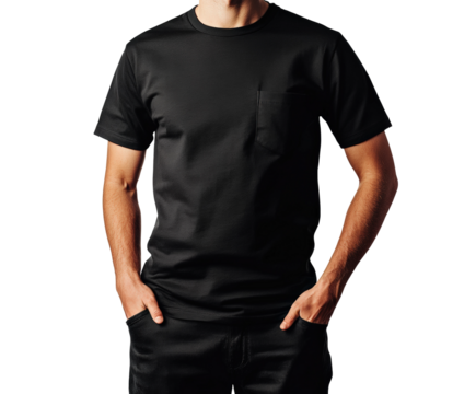 Man posing in black t-shirt fashion urban