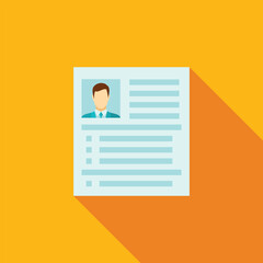 Flat Design Resume Icon – CV Template for Job Application and Career Profile
