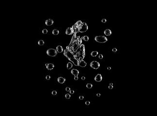 
Underwater bubbles, Underwater oxygen design concept, Small water drops on black background,...