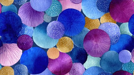 A bunch of blue and purple circles on a blue background