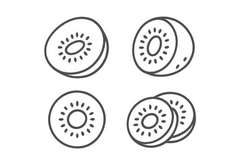 Fototapeta premium Slices of kiwi arranged in a geometric pattern on a white background showcasing their vibrant seeds and texture