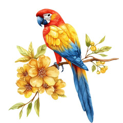 Obraz premium blue and yellow macaw on branch