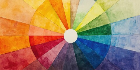 Close-up of the inside of an open color wheel, with each colored segment representing different colors.