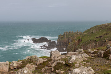 Landscape photo of the cliffs at Lands End in Cornwall