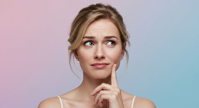 Thoughtful Young Woman Pondering Decisions, Uncertain Expression