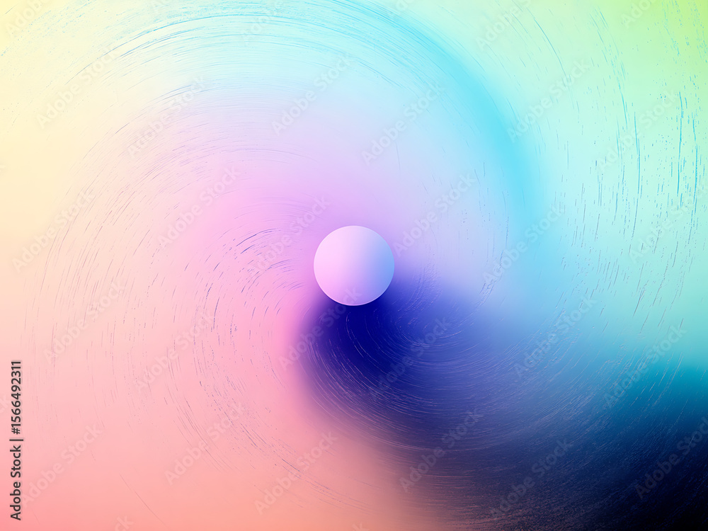 Fototapete a sphere is centered in a colorful swirl background