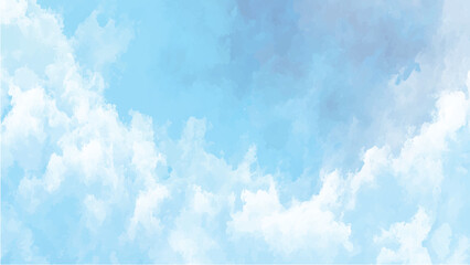 Blue sky with clouds. Vector background, Sunny day background, blue sky with white cumulus clouds, natural summer or spring background