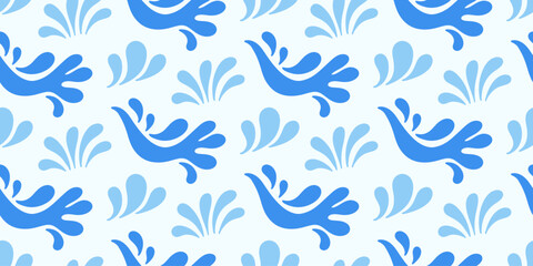 Blue Ocean Waves Seamless Pattern Sea Ornament