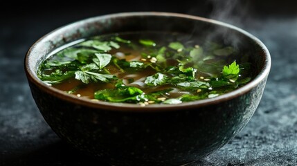 Bowl of steaming hot soup