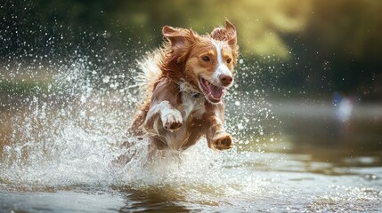 realistic dog jump water