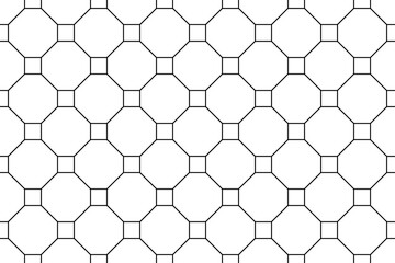 Seamless endless repeating geometric pattern in form of grid of octagons and squares. Vector ornament of thin symmetrical straight lines connected to each other.