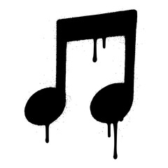 Isolated Black Graffiti Style Musical Note
