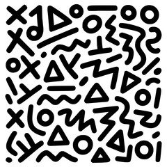 Abstract Modern Black and White Geometric Doodle Pattern

