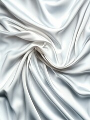Obraz premium Elegant Draped White Silk Fabric Texture Background