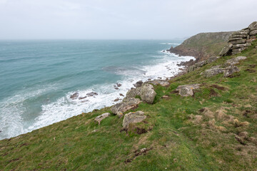 Landscape photo of the cliffs at Lands End in Cornwall