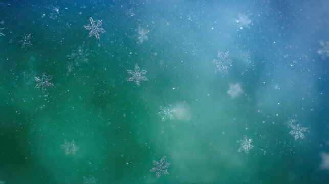 snowflakes on a blue and green background