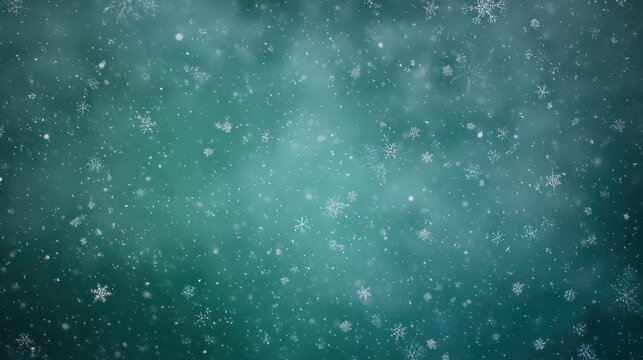 snow falling on a green background