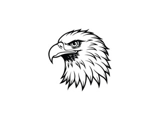 Fierce Bald Eagle Mascot Logo Vector Aggressive Animal Head Emblem for Sports, Esports, Tattoo, Team Branding, Monochrome Line Art Design


