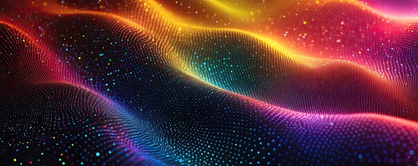 Fototapeta premium Colorful abstract background with blurred dots of light, dots in motion on a colorful gradient background,