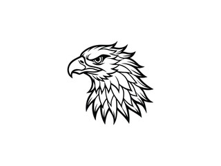 Fierce Bald Eagle Mascot Logo Vector Aggressive Animal Head Emblem for Sports, Esports, Tattoo, Team Branding, Monochrome Line Art Design

