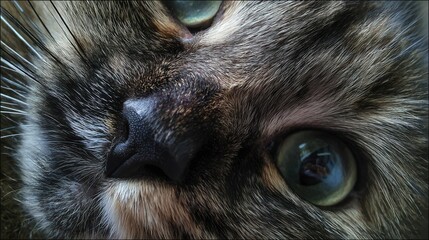 Obraz premium A close up of a cat's face with green eyes