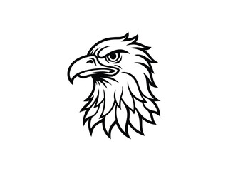 Fierce Bald Eagle Mascot Logo Vector Aggressive Animal Head Emblem for Sports, Esports, Tattoo, Team Branding, Monochrome Line Art Design

