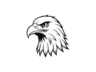 Fierce Bald Eagle Mascot Logo Vector Aggressive Animal Head Emblem for Sports, Esports, Tattoo, Team Branding, Monochrome Line Art Design

