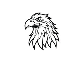 Obraz premium Fierce Bald Eagle Mascot Logo Vector Aggressive Animal Head Emblem for Sports, Esports, Tattoo, Team Branding, Monochrome Line Art Design