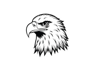 Fierce Bald Eagle Mascot Logo Vector Aggressive Animal Head Emblem for Sports, Esports, Tattoo, Team Branding, Monochrome Line Art Design

