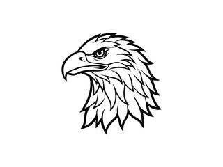 Fierce Bald Eagle Mascot Logo Vector Aggressive Animal Head Emblem for Sports, Esports, Tattoo, Team Branding, Monochrome Line Art Design

