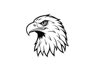 Fierce Bald Eagle Mascot Logo Vector Aggressive Animal Head Emblem for Sports, Esports, Tattoo, Team Branding, Monochrome Line Art Design

