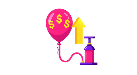 Inflation concept with balloon and pump illustration